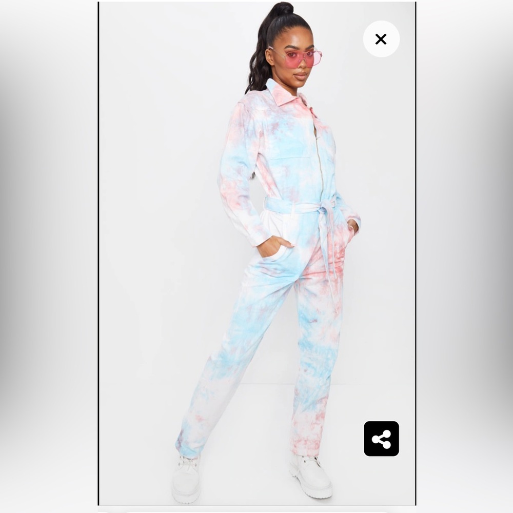 Tie dye denim jumpsuit